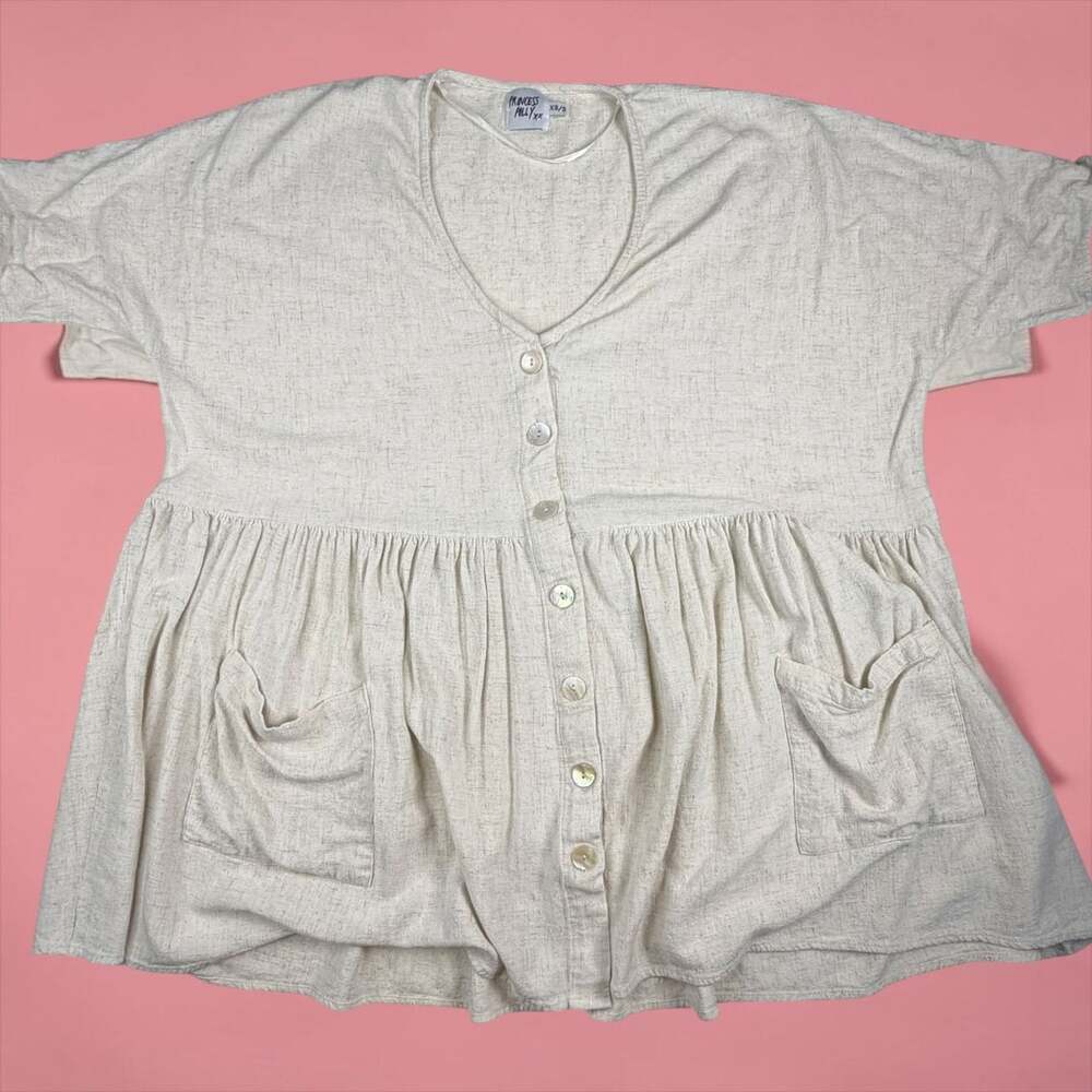 Princess Polly Cream Oversized Babydoll Smock Mini Dress XS/S - Picture 2 of 6